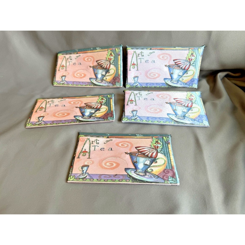 Lot of 5 WENDY COSTA Art of Tea Check Book Wallet‎ Money Holder Fairycore Brit